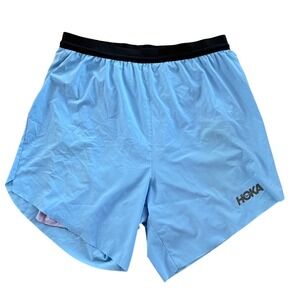 Hoka One 2 in 1 7" Performance Running Shorts Blue Medium Mesh Liner Pocket